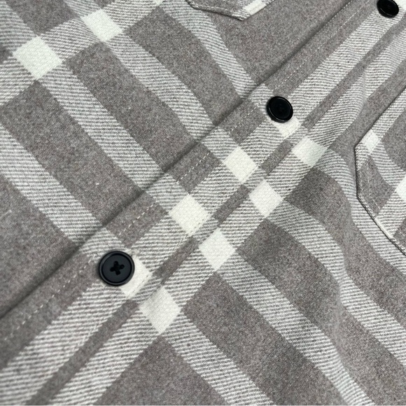 H&M Shacket Thick Flannel Shirt Chore Plaid Buffalo Check Tan Gorp Winter Fall - Picture 6 of 14